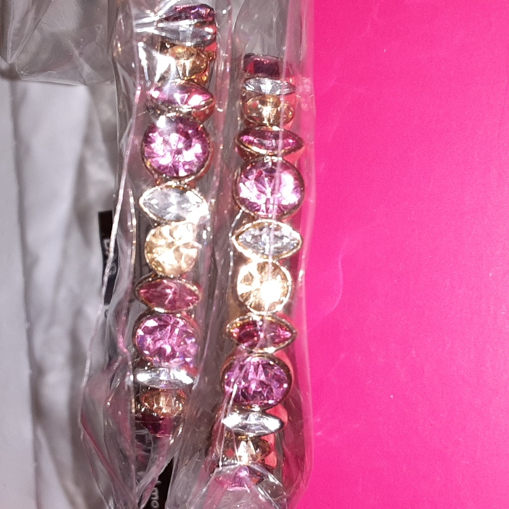 Avon 2" Pink Colorful Goldtone Hoops